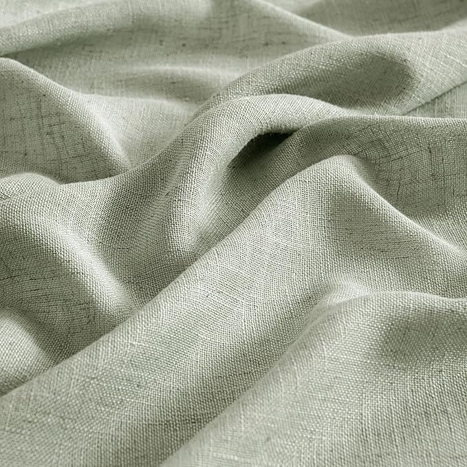 MIULEE Sage Linen Curtains 52x45 Inch Long 2 Panels of Green Window Drapes | - Image 4