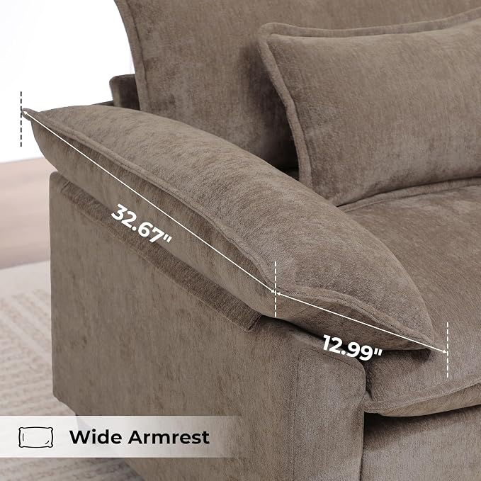 Modern Oversized Accent Chairs Set of 2, Chenille Cloud Sofa Chair - Image 9