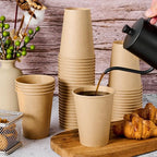 LITOPAK 100 Pack 12 oz Kraft Paper Cups, Disposable Coffee Cups, Disposable Drinking Cups, Hot Coffee Cups, Paper Coffee Cups for Water, Coffee, Juice, and Milk