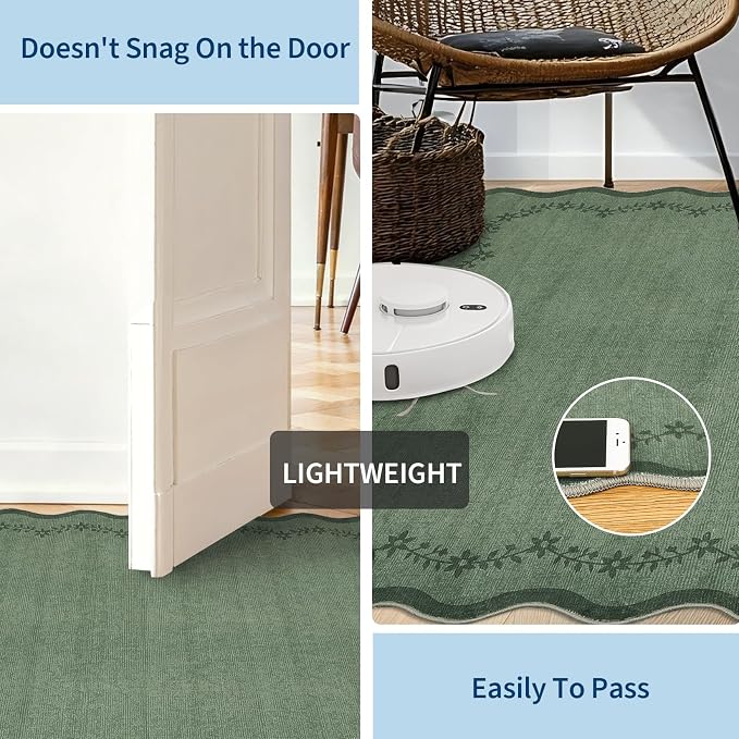 GarveeHome 2x6 Scalloped Washable Runner Rug Non Slip Hallway Kitchen Rug | - Image 6