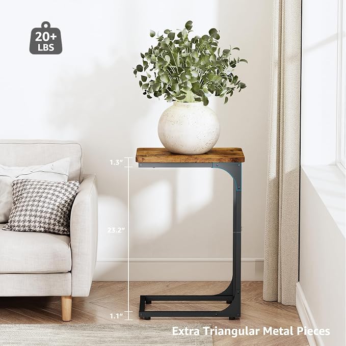 QEEIG C Table Side Table Living Room C Shaped Couch Tray End Table Farmhouse 1 - Image 3