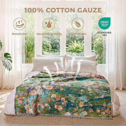 LUTBM Boho Throw Blanket for Bed Cotton Summer Blankets Twin Size for Bedroom - Image 2