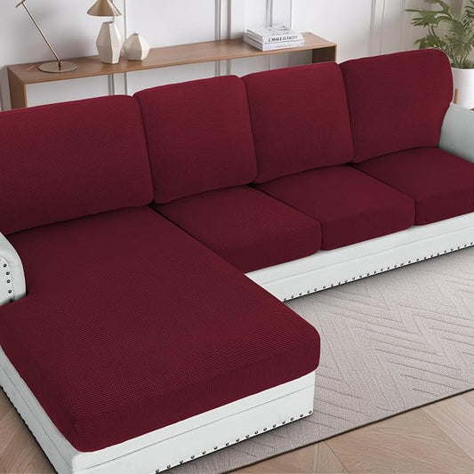 H.VERSAILTEX Sectional Couch Covers 1 Piece Chaise Slipcover L Shape Separate by HVERSAILTEX
