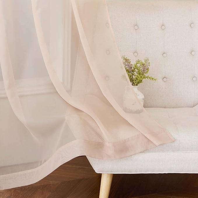 NICETOWN Taupe Sheer Curtains 72 inches Long, Grommet Light Filtering Window - Image 6
