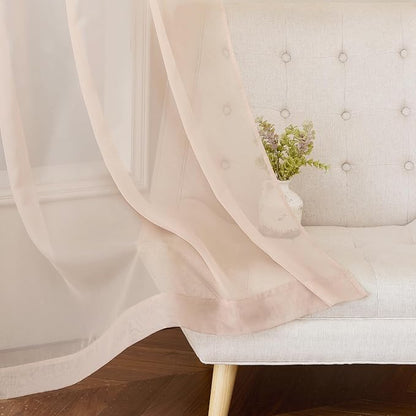 NICETOWN Taupe Sheer Curtains 72 inches Long, Grommet Light Filtering Window - Image 6