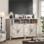 Buffet Cabinet with Storage Farmhouse with 4 Doors, 55'' Large Kitchen Storage Cabinet Wood Coffee Bar Buffet Sideboard for Kitchen, Dining Room, Entryway