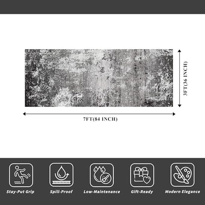 Kitchen Runner Rug 3x7 Washable Non-Slip Modern Abstract Neutral Carpet - Image 2
