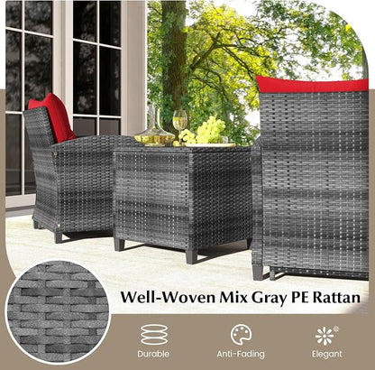 Tangkula 5 Pieces Patio Conversation Set, PE Wicker Rattan Outdoor Furniture Set - Image 9
