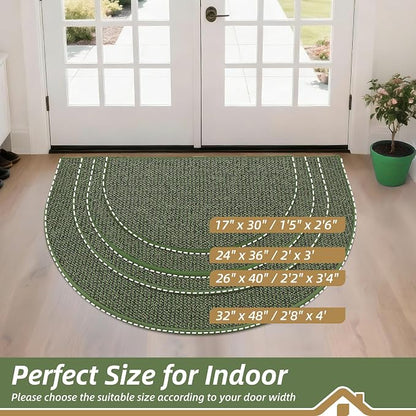 BEQHAUSE Dirt Trapper Door Mat 32" x 48" Half Circle Non Slip Rugs, Absorbent - Image 2