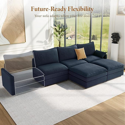 Vesgantti 108" U Shaped Sectional Couch, Deep Seat Cloud Modular Sectional Sofa - Image 8