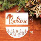 Christmas Stencils 12” Xmas Stencil for Wood Christmas Stencil for Painting Holiday Stencils Merry Christmas Believe Drawing Templates Half Round Stencil for Door Hanger Porch Wreath Home Decor