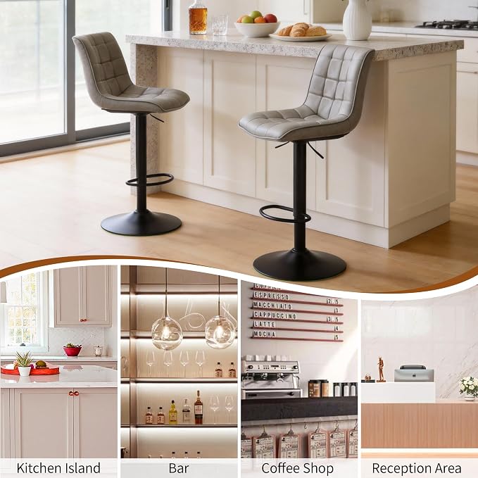 FIRAVOE Swivel Bar Stools Set of 4, Modern Adjustable Bar Stools - Image 6