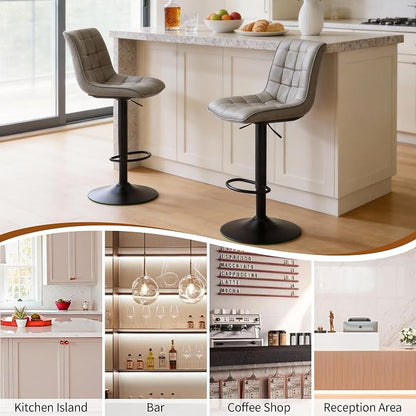FIRAVOE Swivel Bar Stools Set of 4, Modern Adjustable Bar Stools - Image 6