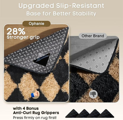 Ophanie 8x10 Black & Beige Diamond Checkered Rugs - Image 4