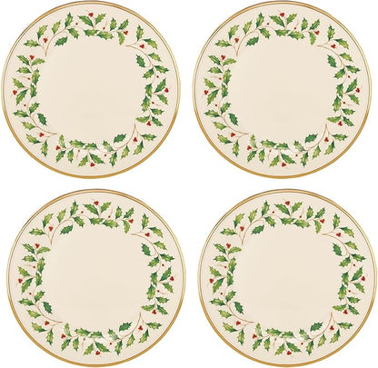 Lenox 897080 Holiday Dinnerware Dinner Plates, Set of 4, Red & Green, Christmas, Hosting