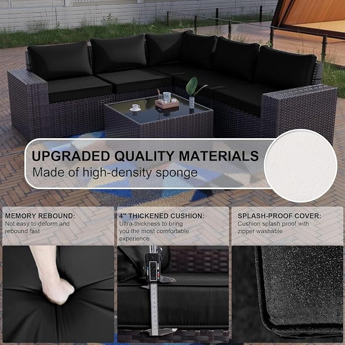 Kullavik Outdoor Patio Furniture Set, 12 Pieces Sectional Rattan Sofa Set Brown - Image 3