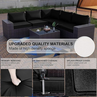 Kullavik Outdoor Patio Furniture Set, 12 Pieces Sectional Rattan Sofa Set Brown - Image 3