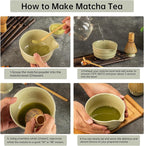 Matcha Whisk Set，Matcha Set includes Match Bowl with Spout and Whisk, Matcha Whisk Stand,Bamboo Matcha Scoop，5 Pcs Complete Ceramic Matcha Kit