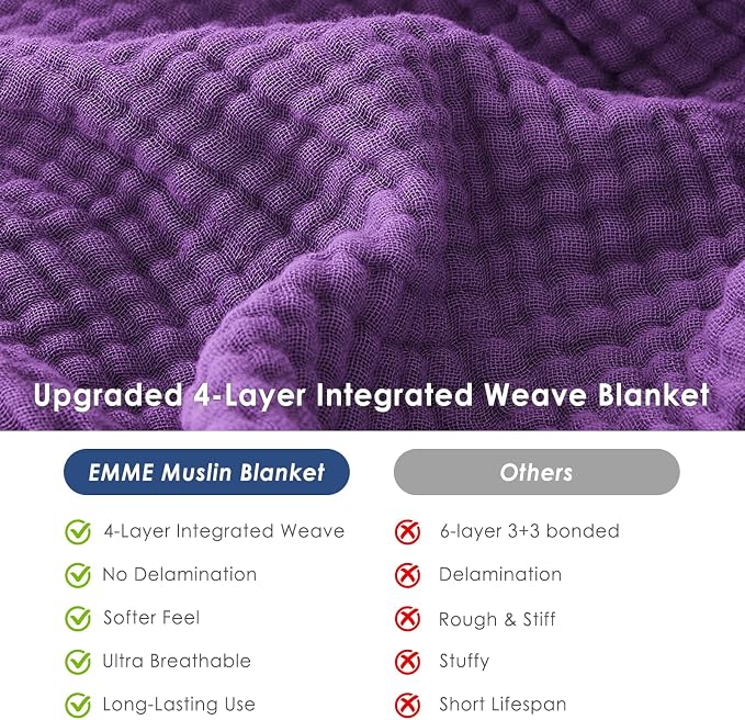 EMME Muslin Blankets for Adults Throw Blanket for Couch Breathable Gauze Soft - Image 6