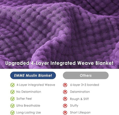 EMME Muslin Blankets for Adults Throw Blanket for Couch Breathable Gauze Soft - Image 8
