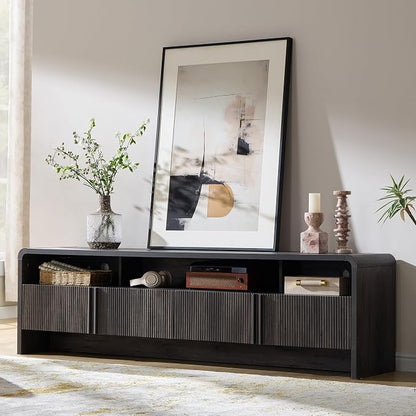 AMERLIFE 70" Modern TV Stand for TVs up to 80", Fluted Wood Entertainment Center by Unknown