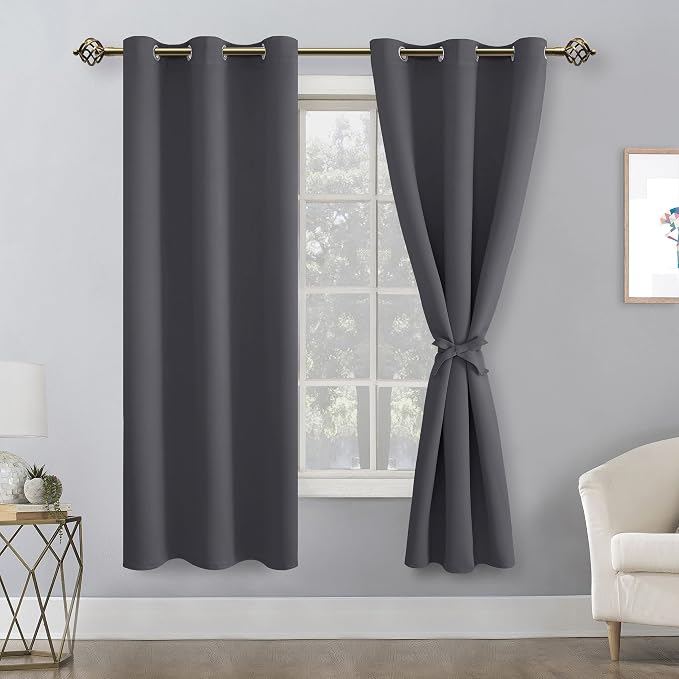 Grommet Blackout Curtains for Bedroom, 42 x 63 Inches, Dark Grey | Thermal - Image 8