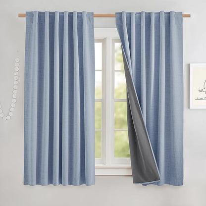 NICETOWN Linen 100% Blackout Cafe Curtains, Thermal Insulated & Noise Reducing by NICETOWN
