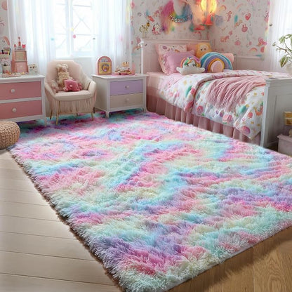 8x10 Rainbow Large Area Rug, Plush Rugs - Image 7
