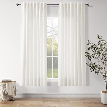 Neutral Linen Curtains 63 Inch Length by Nanspring