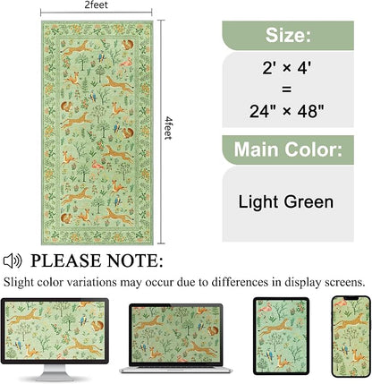 DUKINO 2x4 Rug for Entryway, Animal Washable Rug for Kitchen, Light Green | Non - Image 2