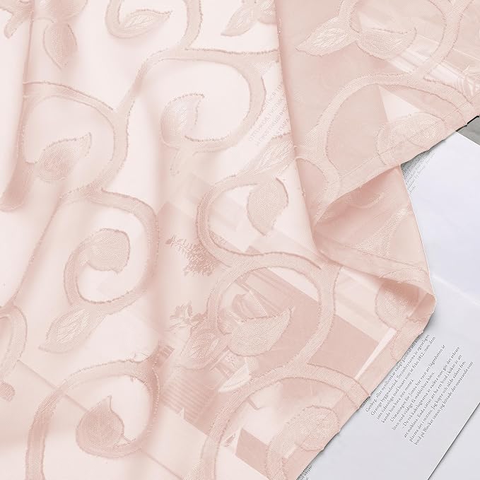 Furman Blush Pink Sheer Curtains 24 inch Length 2 Panels Set - Image 6