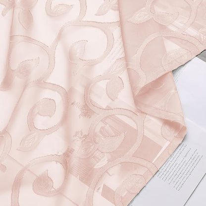 Furman Blush Pink Sheer Curtains 24 inch Length 2 Panels Set - Image 6