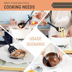 Silicone Cooking Utensils Set, Heat Resistance Large Kitchen Utensils Set with Long Wooden Handle, BPA-free Silicone Spatula, 6 Pcs Cooking Spoons for Non Stick Frying Pans and Pots（Black）