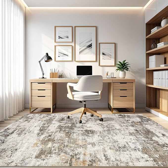LOONGRUG 10x12 Area Rug Washable Large Neutral Modern Living Room Rug | - Image 8