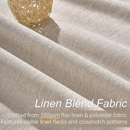 Topfinel 94 Inch Long Linen Blackout Curtains 2 Panel Set, Greige Natural - Image 2