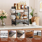 Coffee Bar Organizer Countertop Station Shelf - 4 Tier Mug Holder Stand With 12 Hooks, 30 K Cup Pod Drawer, Multifunctional Shelf for Accessories Kitchen