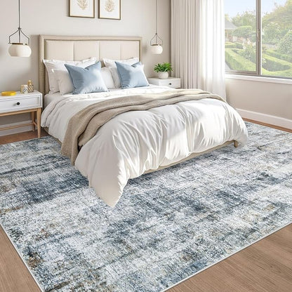 9x12 Area Rugs Washable Rug: Abstract Neutral Rugs Modern Non Slip Area Rug - Image 5