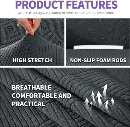 ZNSAYOTX Super Stretch Loveseat Covers, New Striped Love Seat Slipcover - Image 3