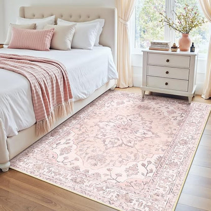 RELEANY Washable Area Rug, Water Repellent, Pet Friendly, Vintage Floral Boho - Image 2