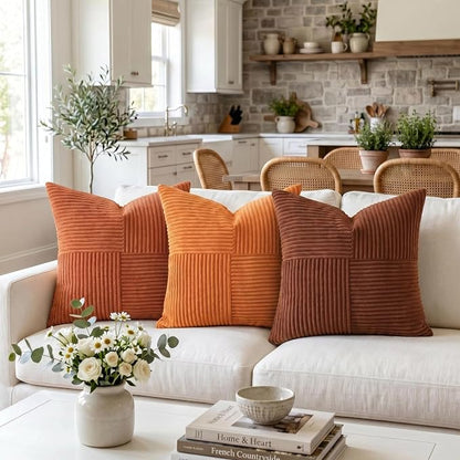 Fancy Homi 2 Packs Orange Euro Decorative Throw Pillow Covers 26x26 Inch - Image 2