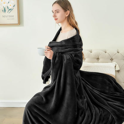 BEDELITE Fleece Blanket Soft Plush Twin Size Blanket Black 60"x80" | Ultra Soft - Image 4