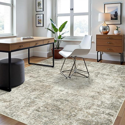 Aelenmu 10x14 Area Rugs for Living Room Washable Dining Room Beige Brown | - Image 9