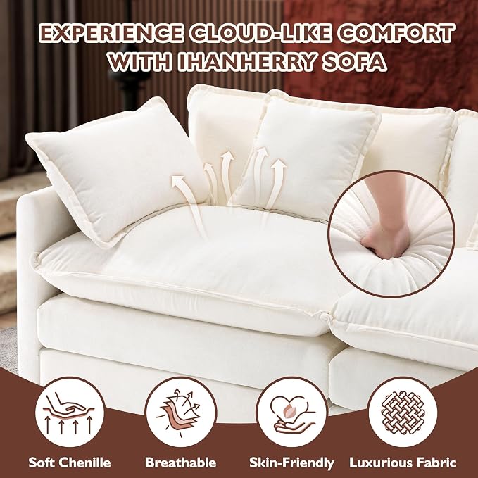 Ihanherry Cloud Sofa 77 Inch Loveseat, Modern Sectional Couch, 2-Seats Sofa - Image 5