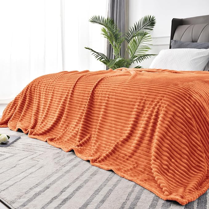 BEDELITE 3D Ribbed Burt Orange Fall Blankets Queen Size by BEDELITE