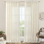 Extra Wide Linen Curtains for Bedroom Living Room 60 x 84 Inch | Natural Cream by LAMIT