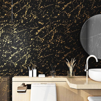 FunStick 24"x200" Modern Black and Gold Wallpaper Peel and Stick Wallpaper - Image 6