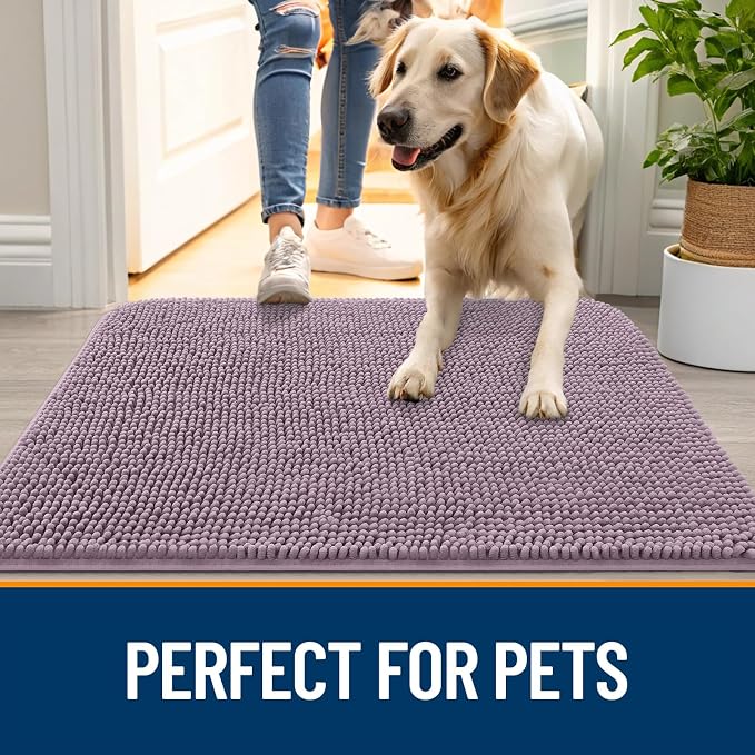 OLANLY Dog Door Mat for Muddy Paws 34x21, Super Absorbent Chenille Mud Mat | - Image 6