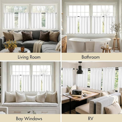 MIULEE 4 Panel Set Short Bedroom Blackout Curtains 54 Inch Long Pure White | - Image 6