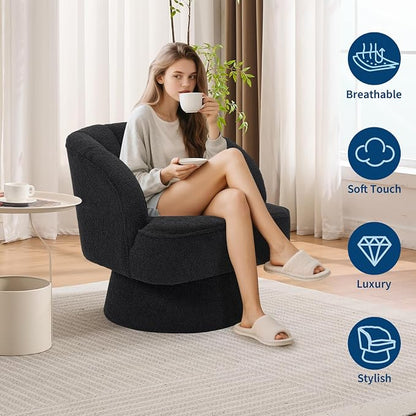Garvee Ultra-Plush Swivel Accent Chair, 360° Barrel Lounge Chair - Image 4