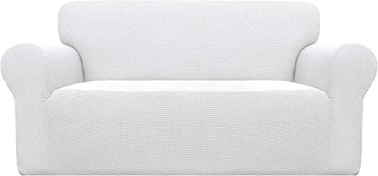 Easy-Going Stretch Loveseat Couch Covers Washable Snow White | 1-Piece Loveseat by Easy-Going